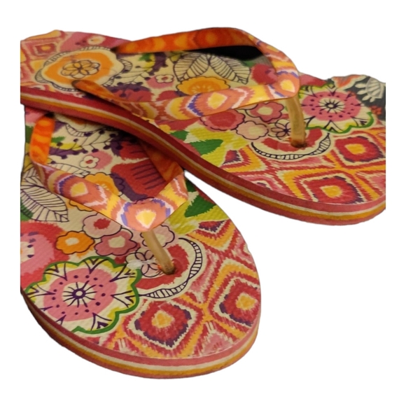 Vera Bradley Bundle 2 Pair floral Flip Flops Women’s 7-8 Sandals - Picture 7 of 7